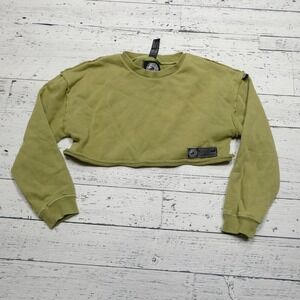 Alphalete Cropped Sweatshirt Womens XS French Terry Raw Hem‎ Pullover Crewneck